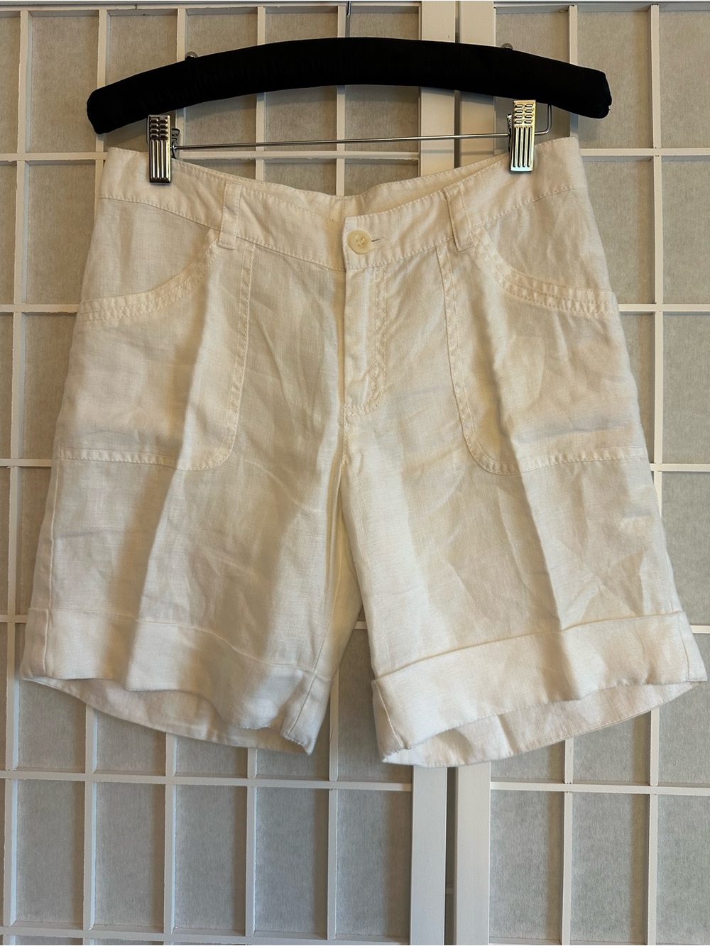 White and Warren Cuffed 100% Linen Women’s Shorts